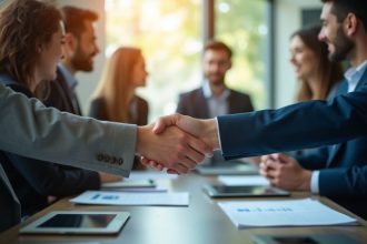 Partenaires professionnels collaborant pour maximiser le potentiel d'une entreprise