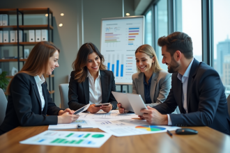 Groupe de professionnels en réunion de stratégie d'entreprise