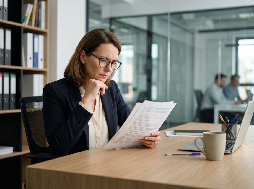 Femme d'affaires concentrée dans un bureau moderne