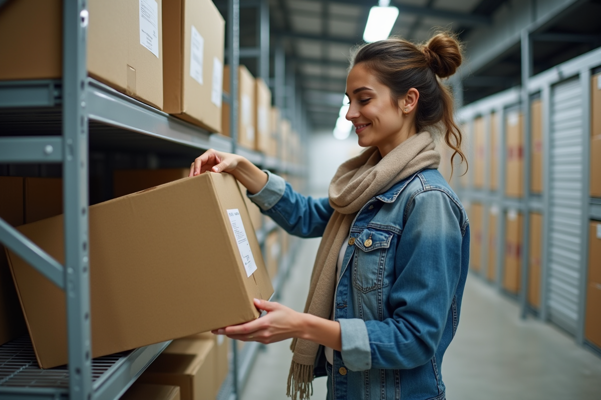 Jeune femme organisant un stockage à Bordeaux