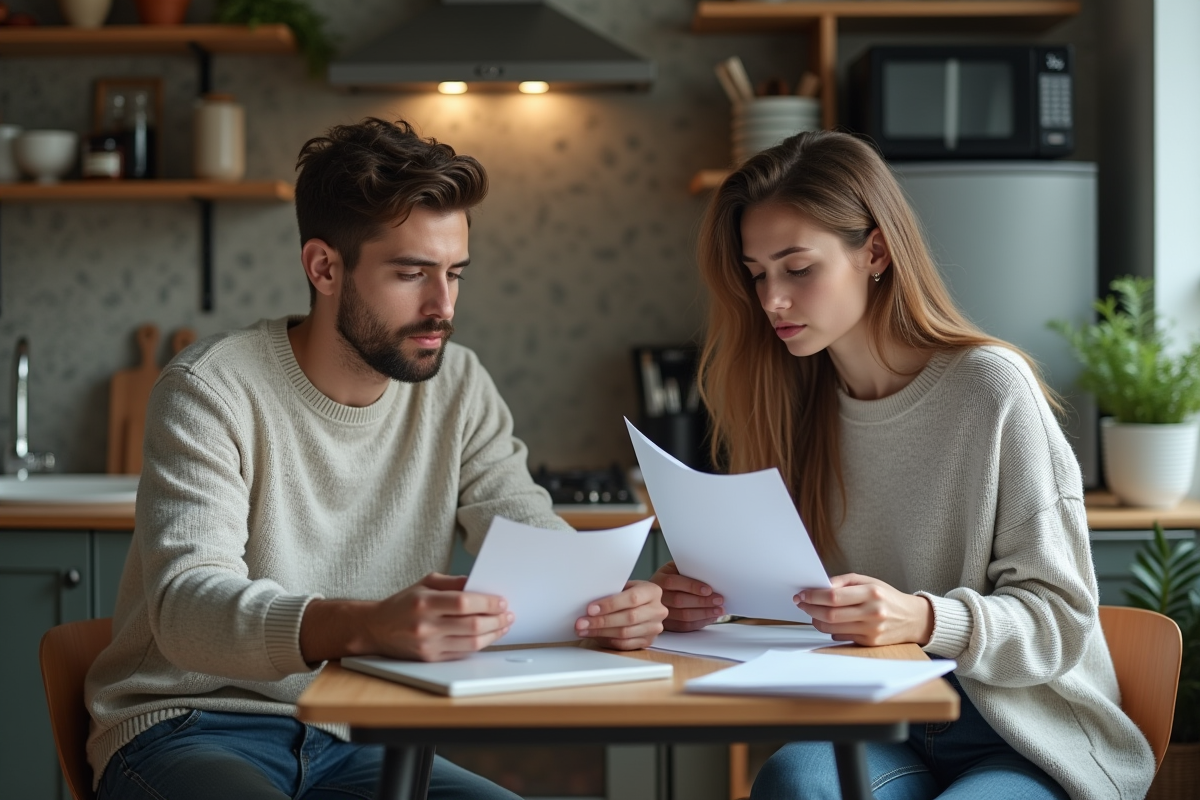 Jeunes adultes discutant de documents dans une cuisine