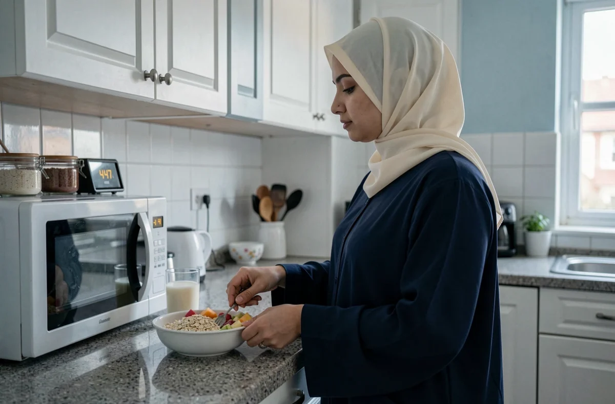 Femme musulmane préparant le suhoor avant l'aube pendant le ramadan aux Mureaux