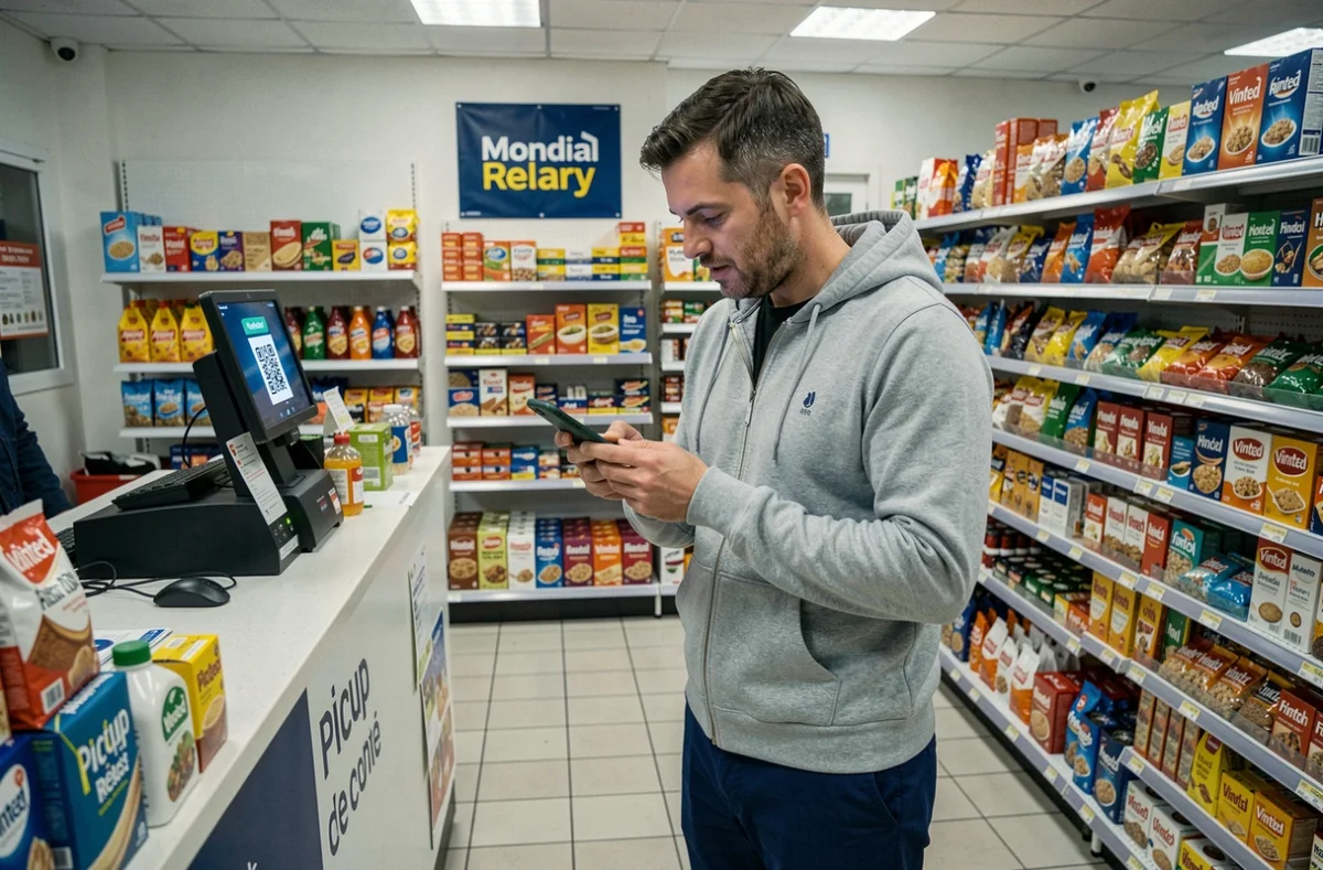 Vendeur Vinted déposant un colis dans un point relais à Aulnay-sous-Bois